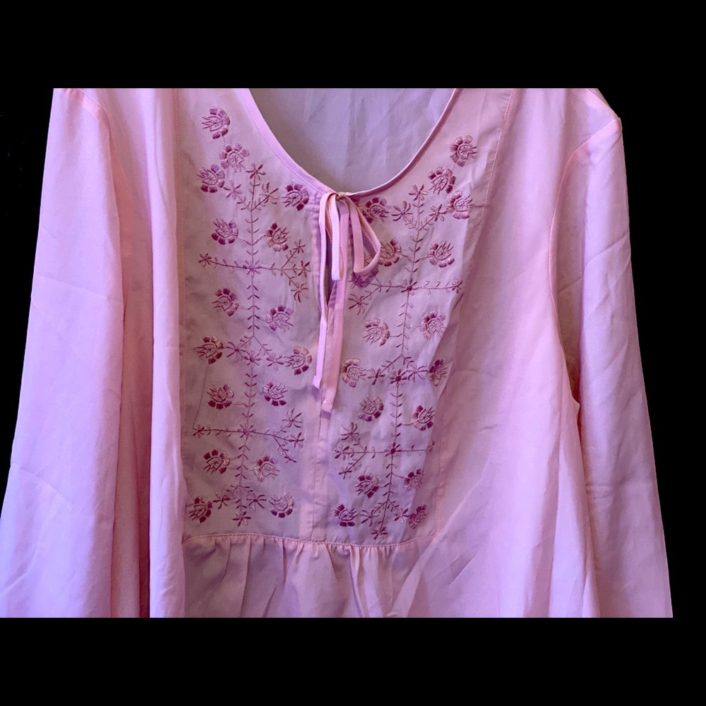 XL pink, long sleeve flowy blouse
